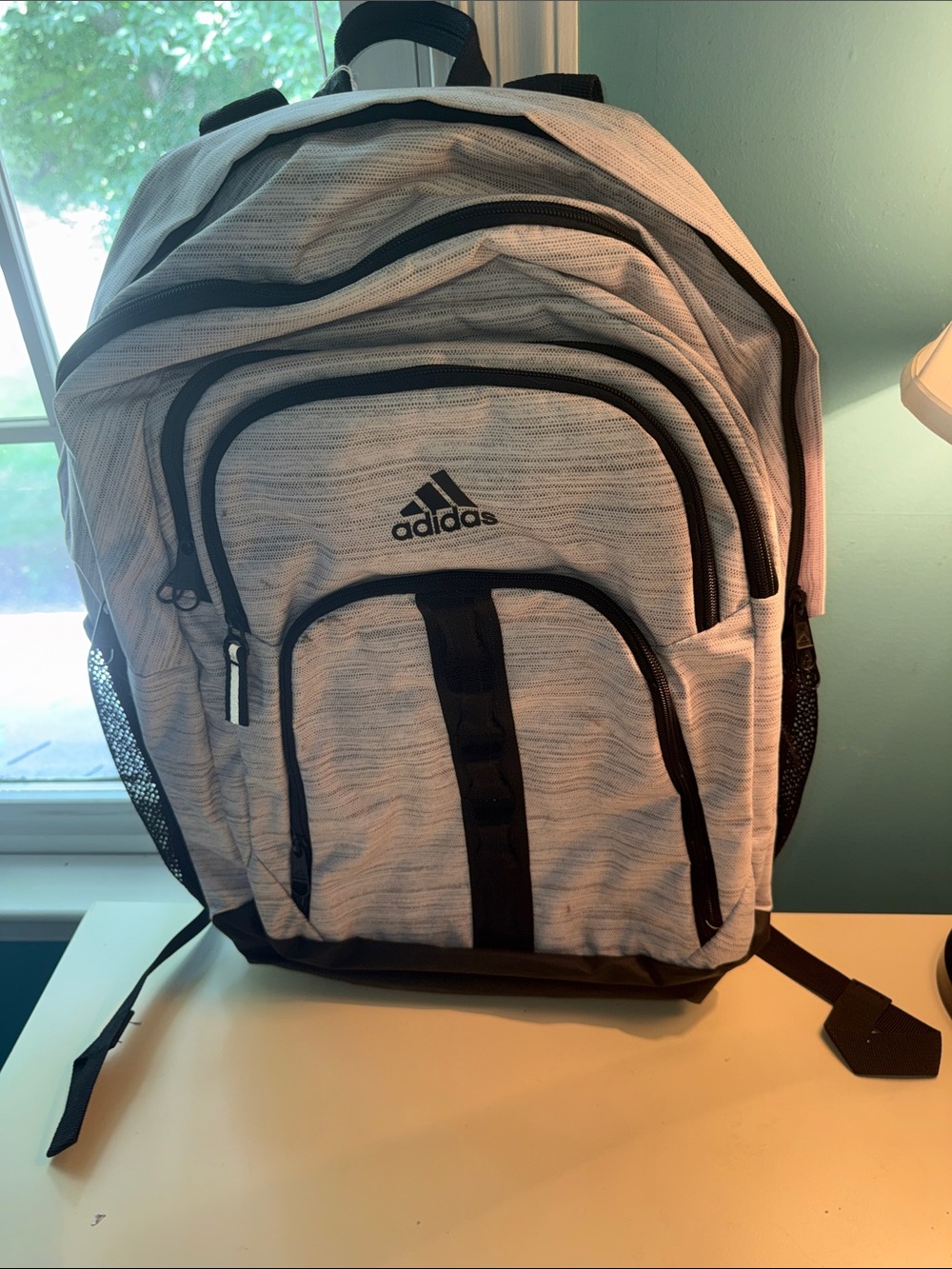 adidas Men’s Light Gray and Black Tech Backpack
